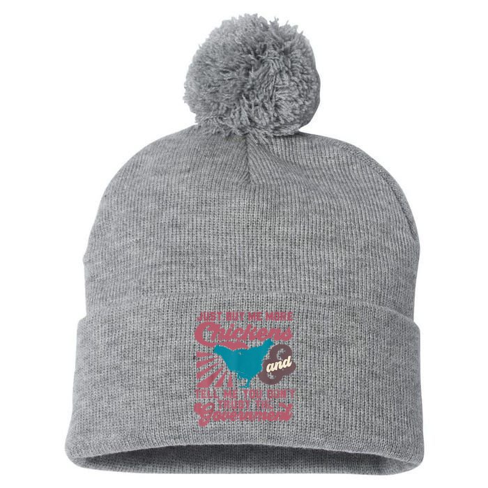 Buy Me Chickens And Tell Me You Don't Trust The Government Pom Pom 12in Knit Beanie