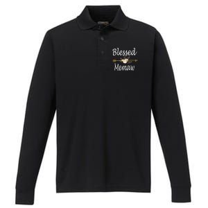 Blessed Memaw Cute Gift Mothers Day Funny Gift Cute Gift Performance Long Sleeve Polo