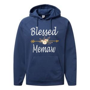 Blessed Memaw Cute Gift Mothers Day Funny Gift Cute Gift Performance Fleece Hoodie