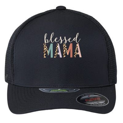 Blessed Mama Cute Leopard Print Flexfit Unipanel Trucker Cap