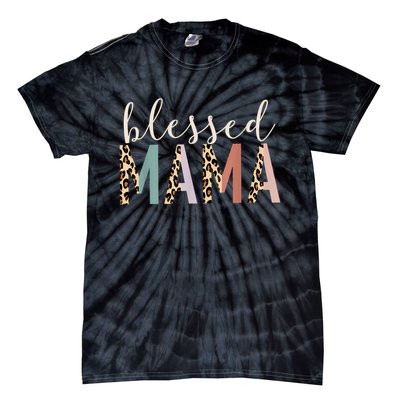 Blessed Mama Cute Leopard Print Tie-Dye T-Shirt