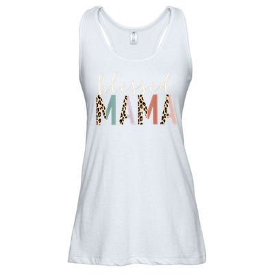 Blessed Mama Cute Leopard Print Ladies Essential Flowy Tank