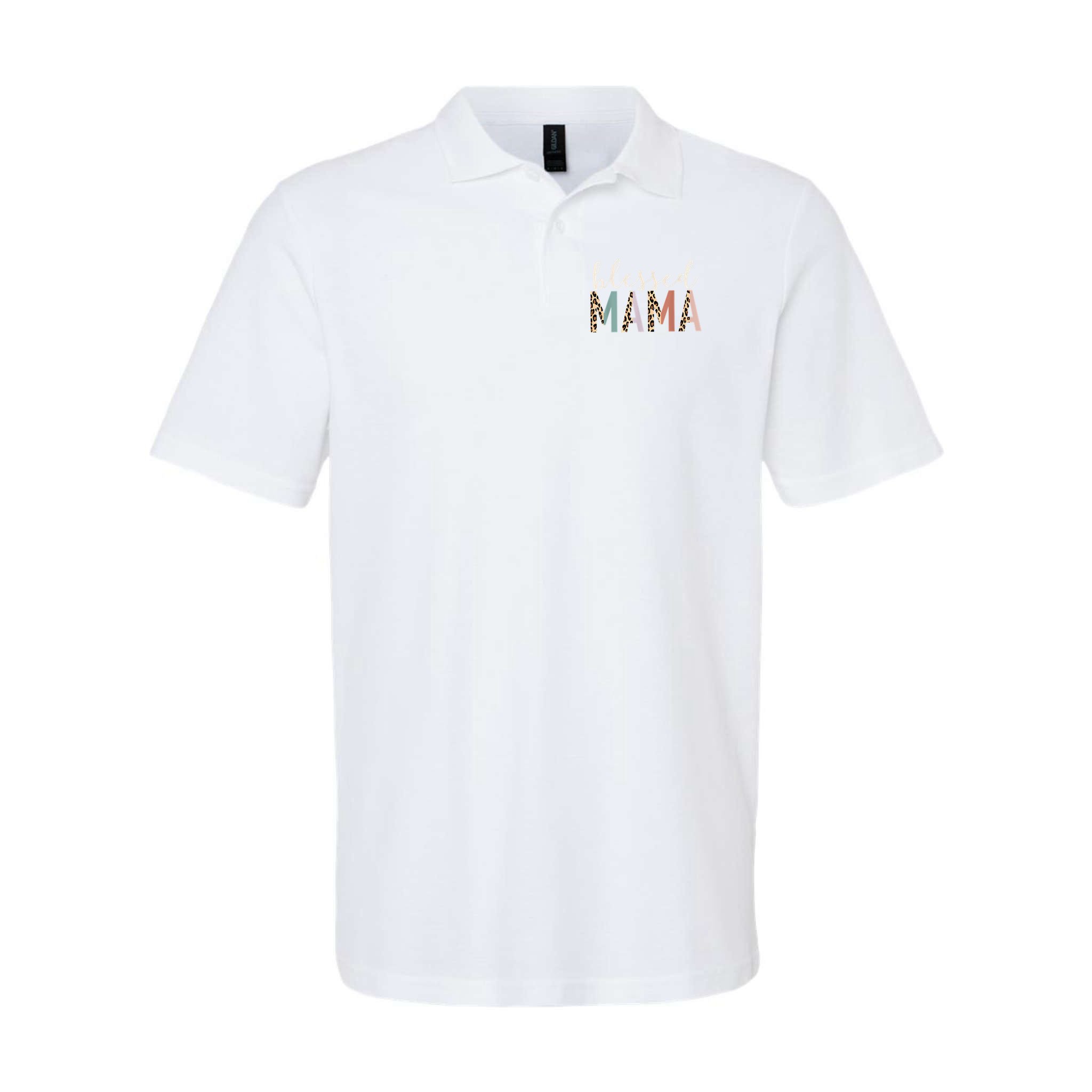 Blessed Mama Cute Leopard Print Polo