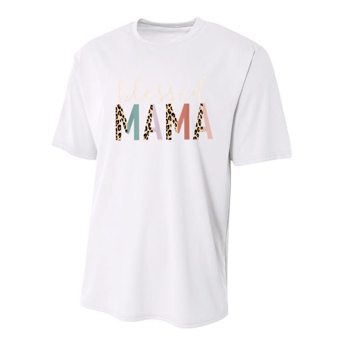 Blessed Mama Cute Leopard Print Youth Performance Sprint T-Shirt