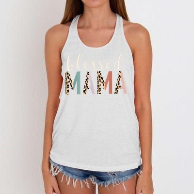 Blessed Mama Cute Leopard Print Women's Knotted Racerback Tank