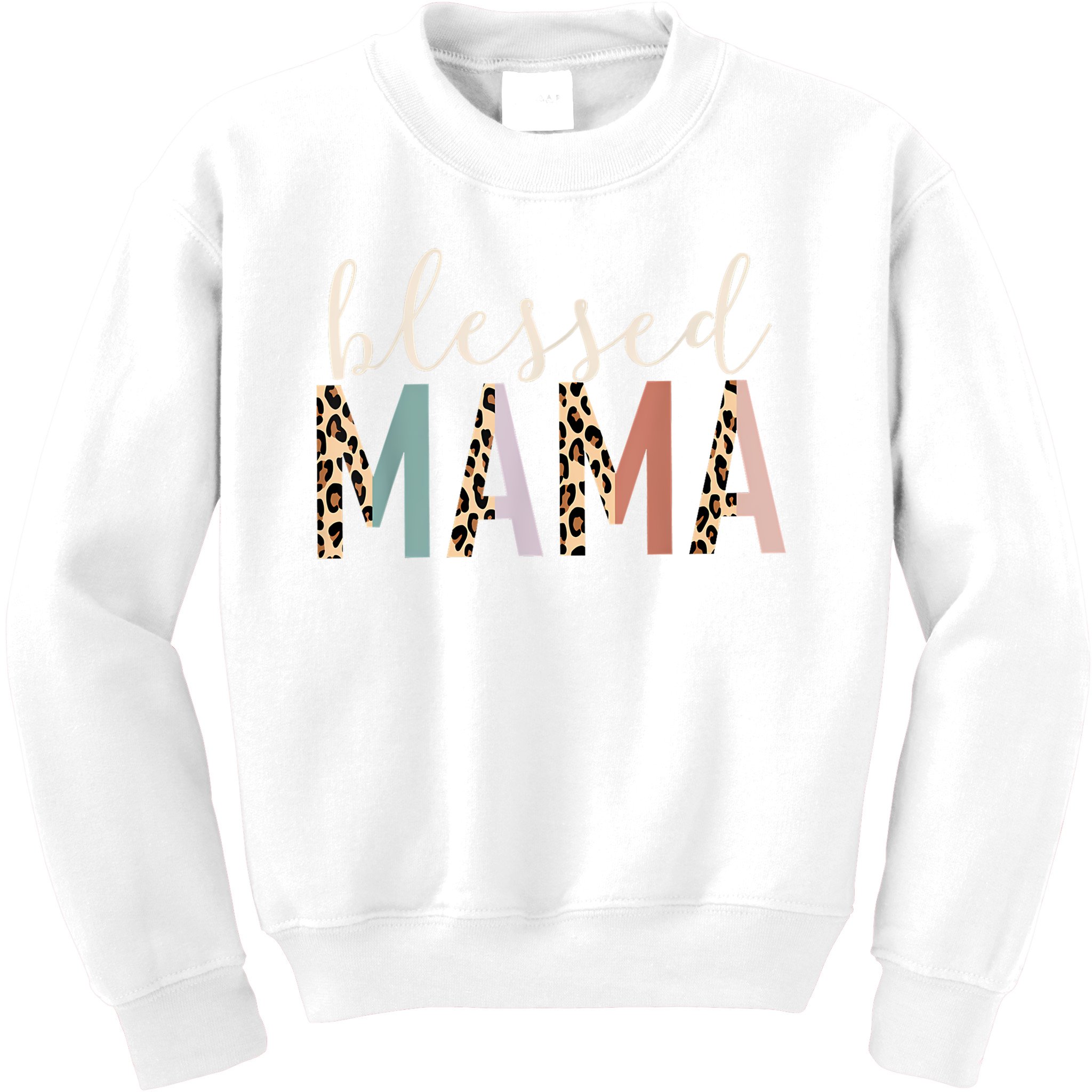 Blessed Mama Cute Leopard Print Kids Sweatshirt