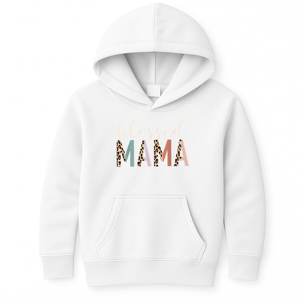 Blessed Mama Cute Leopard Print Kids Hoodie