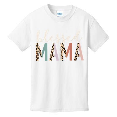Blessed Mama Cute Leopard Print Kids T-Shirt