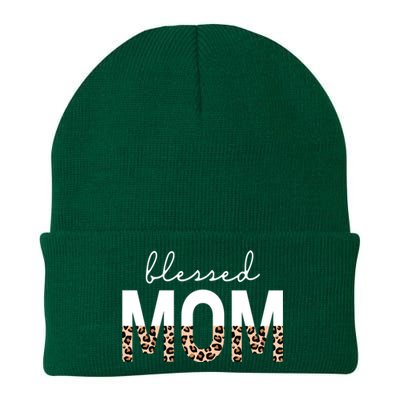 Blessed Mom Cheetah Print Gift Knit Cap Winter Beanie