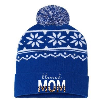 Blessed Mom Cheetah Print Gift USA-Made Snowflake Beanie