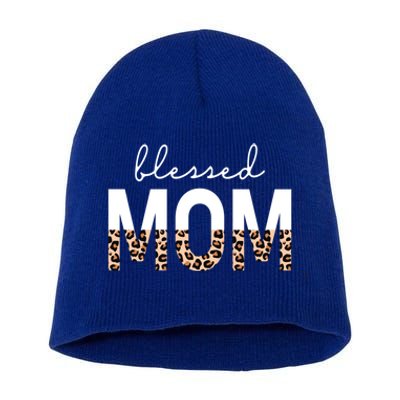 Blessed Mom Cheetah Print Gift Short Acrylic Beanie