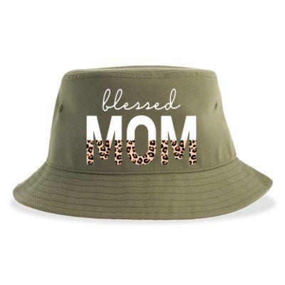 Blessed Mom Cheetah Print Gift Sustainable Bucket Hat