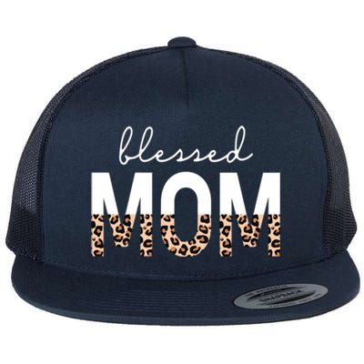 Blessed Mom Cheetah Print Gift Flat Bill Trucker Hat