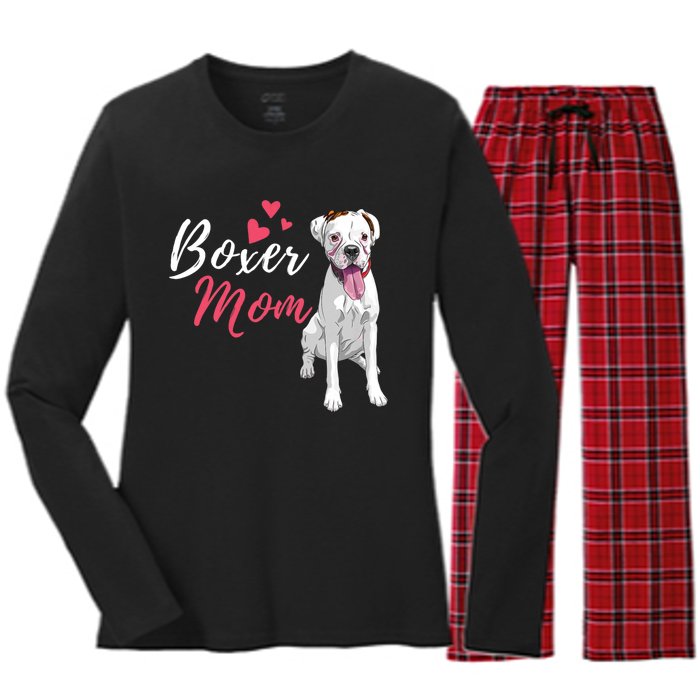 Boxer Mom Cute German Boxer Lover Dog Owner Women's Long Sleeve Flannel Pajama Set 