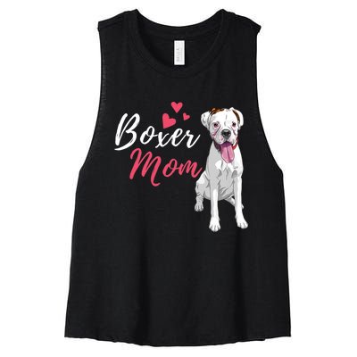 Boxer Mom Cute German Boxer Lover Dog Owner Women's Racerback Cropped Tank