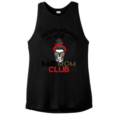 Bad Mom Club Funny Proud Member Leopard Print Skull Gift Ladies PosiCharge Tri-Blend Wicking Tank