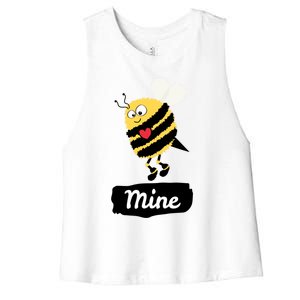 Be Mine Cute Funny Bee Bumblebee Honeybee Valentine's Day Gift Women's Racerback Cropped Tank