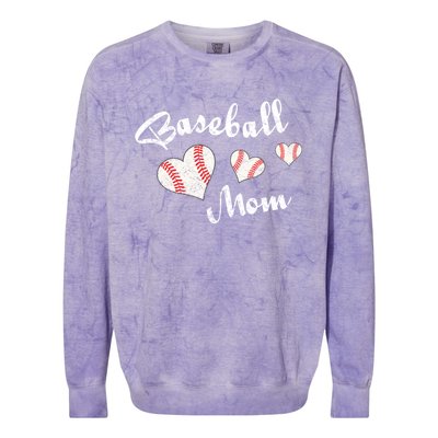 Baseball Mom | Cute Baseball Graphic Mom Hearts Colorblast Crewneck Sweatshirt