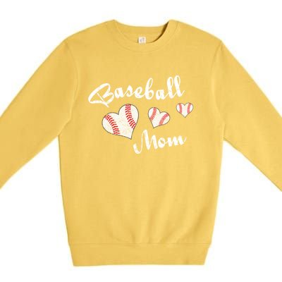 Baseball Mom | Cute Baseball Graphic Mom Hearts Premium Crewneck Sweatshirt