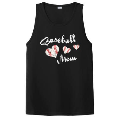 Baseball Mom | Cute Baseball Graphic Mom Hearts PosiCharge Competitor Tank