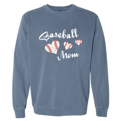 Baseball Mom | Cute Baseball Graphic Mom Hearts Garment-Dyed Sweatshirt