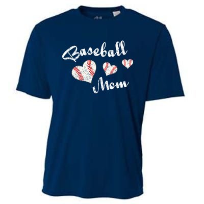 Baseball Mom | Cute Baseball Graphic Mom Hearts Cooling Performance Crew T-Shirt