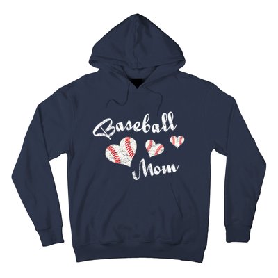 Baseball Mom | Cute Baseball Graphic Mom Hearts Hoodie