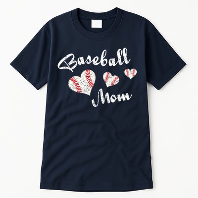 Baseball Mom | Cute Baseball Graphic Mom Hearts Tall T-Shirt