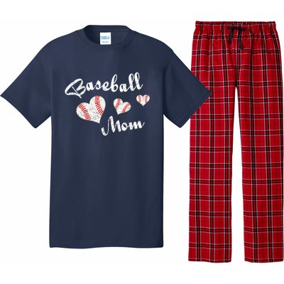 Baseball Mom | Cute Baseball Graphic Mom Hearts Pajama Set