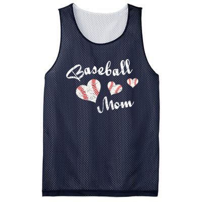 Baseball Mom | Cute Baseball Graphic Mom Hearts Mesh Reversible Basketball Jersey Tank