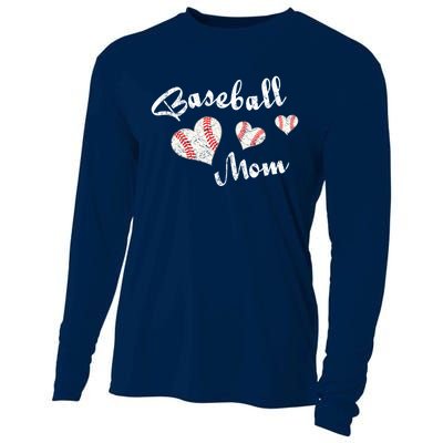 Baseball Mom | Cute Baseball Graphic Mom Hearts Cooling Performance Long Sleeve Crew