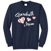 Baseball Mom | Cute Baseball Graphic Mom Hearts Tall Sweatshirt