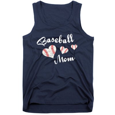 Baseball Mom | Cute Baseball Graphic Mom Hearts Tank Top