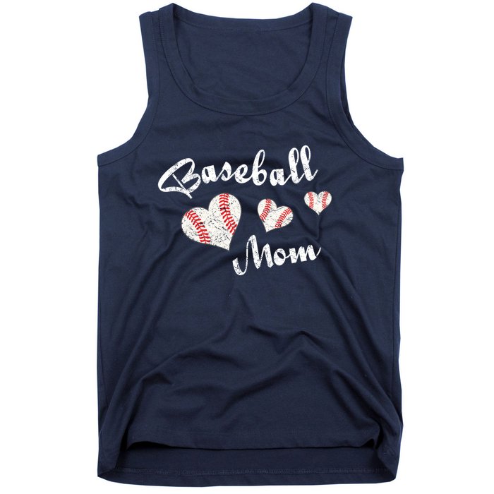 Baseball Mom | Cute Baseball Graphic Mom Hearts Tank Top