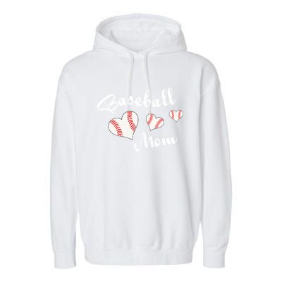 Baseball Mom | Cute Baseball Graphic Mom Hearts Garment-Dyed Fleece Hoodie