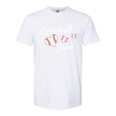 Baseball Mom | Cute Baseball Graphic Mom Hearts Softstyle CVC T-Shirt