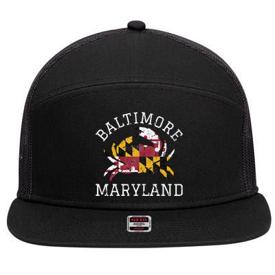 Baltimore Maryland Crab State Flag Home Travel Vintage 7 Panel Mesh Trucker Snapback Hat