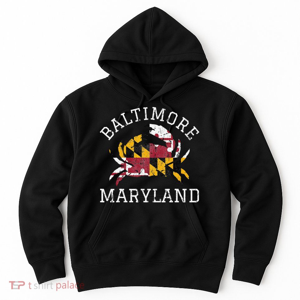 Baltimore Maryland Crab State Flag Home Travel Vintage Hoodie