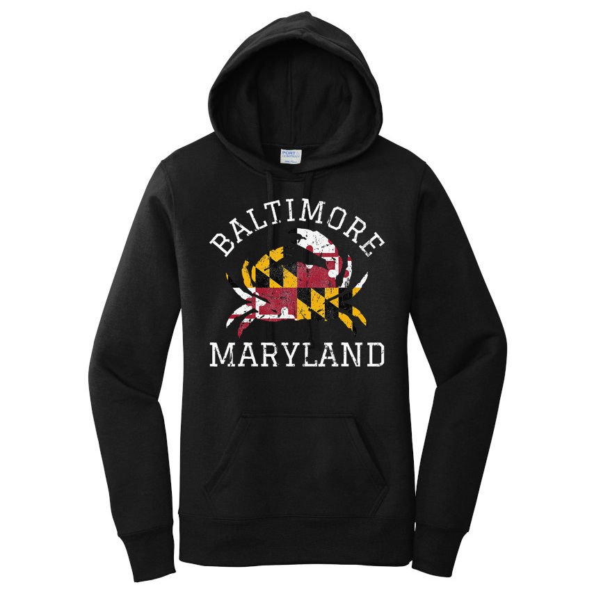 Baltimore Maryland Crab State Flag Home Travel Vintage Women's Pullover Hoodie