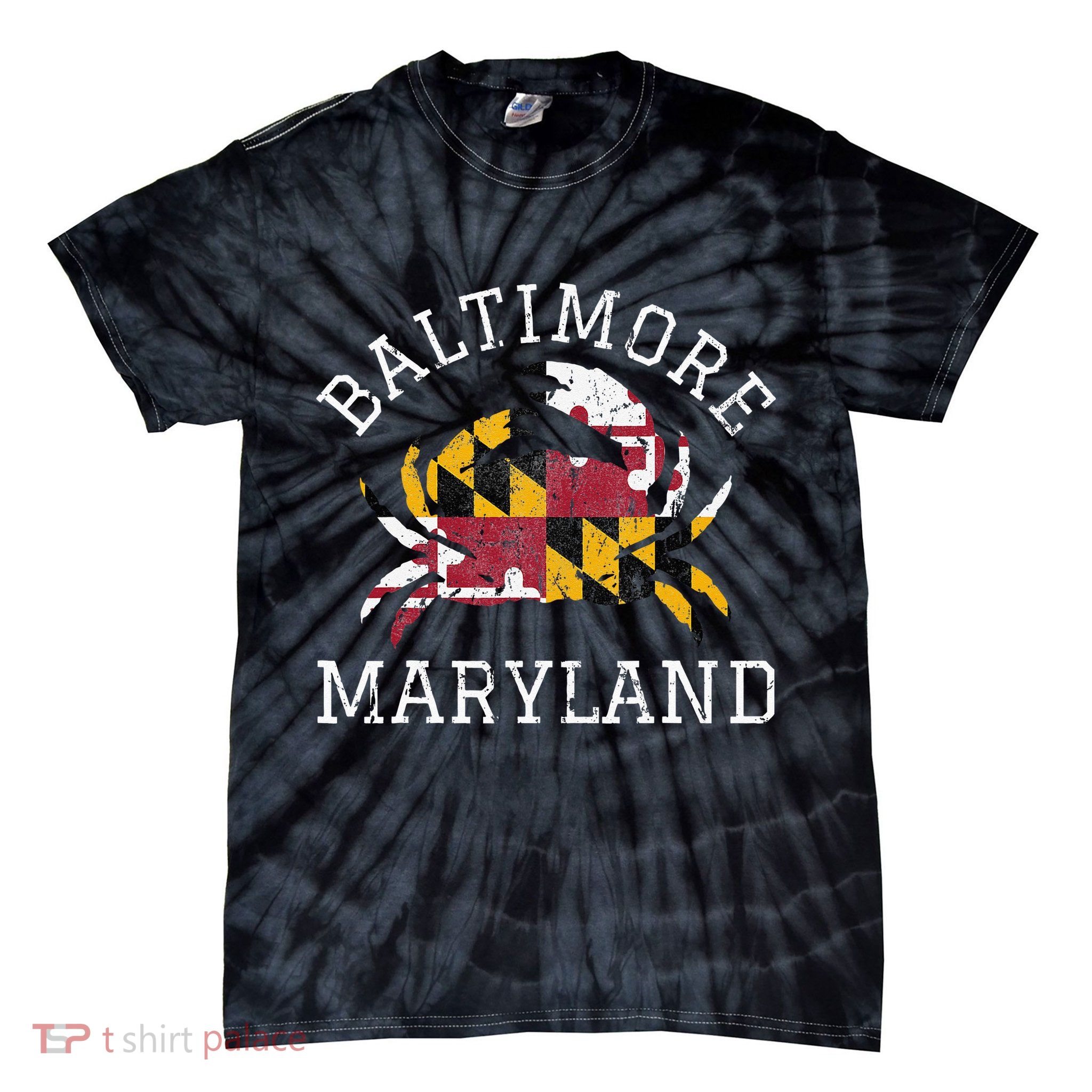 Baltimore Maryland Crab State Flag Home Travel Vintage Tie-Dye T-Shirt