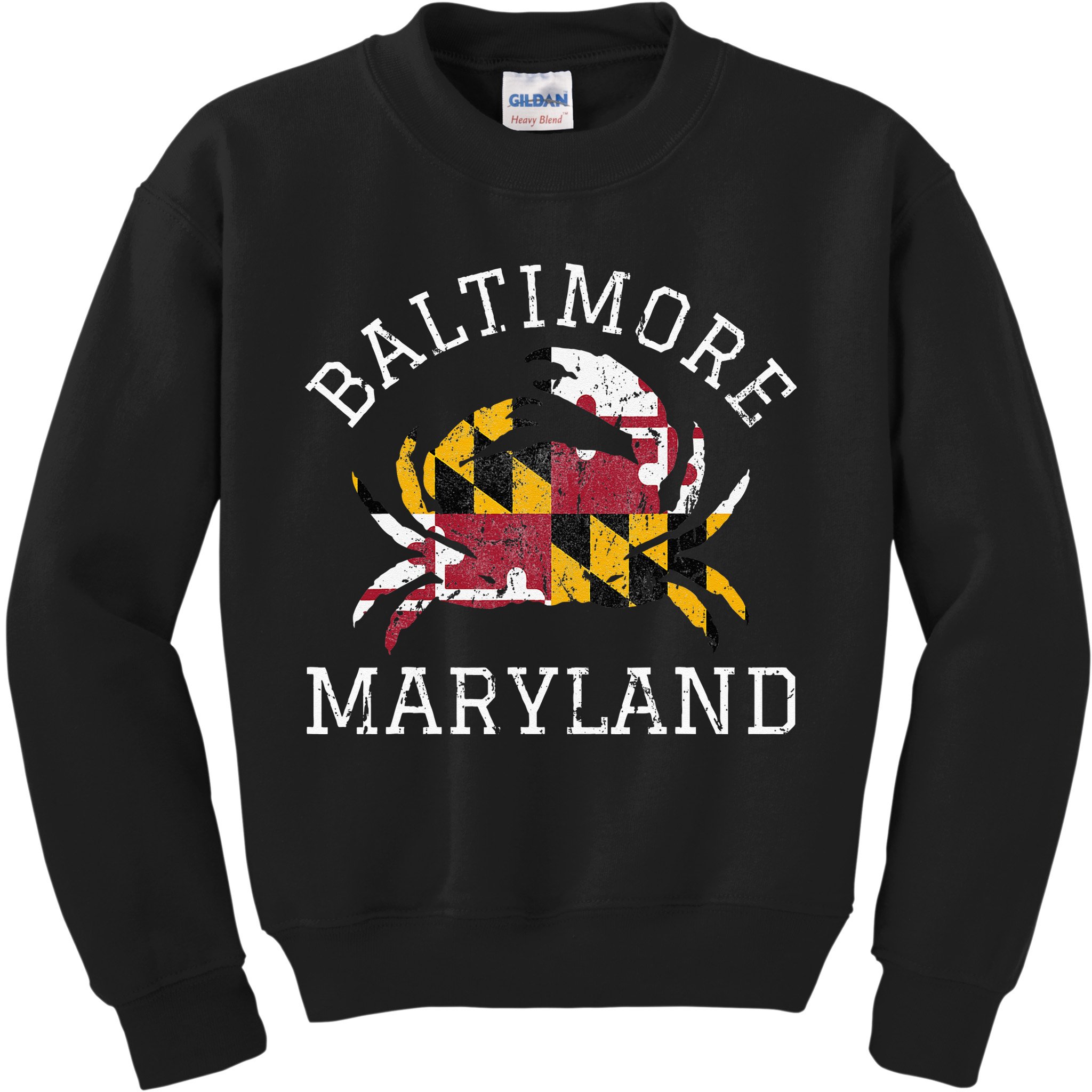 Baltimore Maryland Crab State Flag Home Travel Vintage Kids Sweatshirt