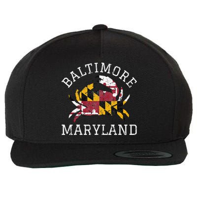 Baltimore Maryland Crab State Flag Home Travel Vintage Wool Snapback Cap