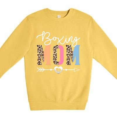 Boxing Mom Cute Boxing Game Mother's Day Leopard Funny Gift Premium Crewneck Sweatshirt