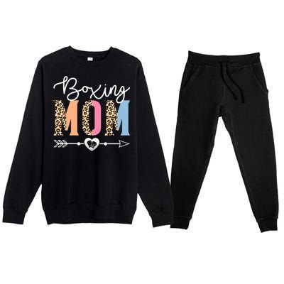 Boxing Mom Cute Boxing Game Mother's Day Leopard Funny Gift Premium Crewneck Sweatsuit Set