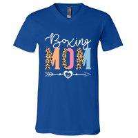 Boxing Mom Cute Boxing Game Mother's Day Leopard Funny Gift V-Neck T-Shirt