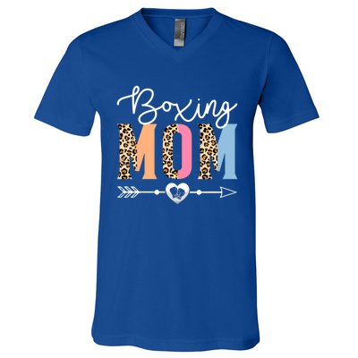 Boxing Mom Cute Boxing Game Mother's Day Leopard Funny Gift V-Neck T-Shirt