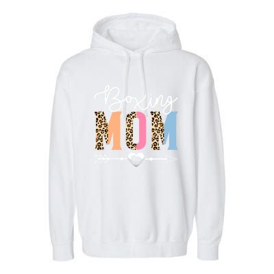 Boxing Mom Cute Boxing Game Mother's Day Leopard Funny Gift Garment-Dyed Fleece Hoodie