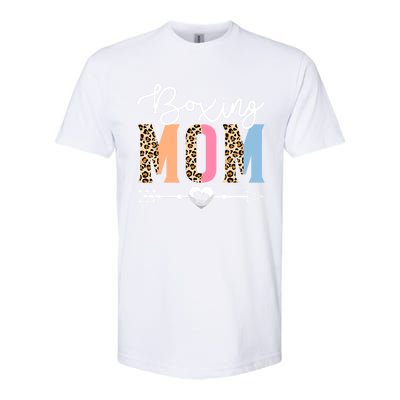 Boxing Mom Cute Boxing Game Mother's Day Leopard Funny Gift Softstyle CVC T-Shirt