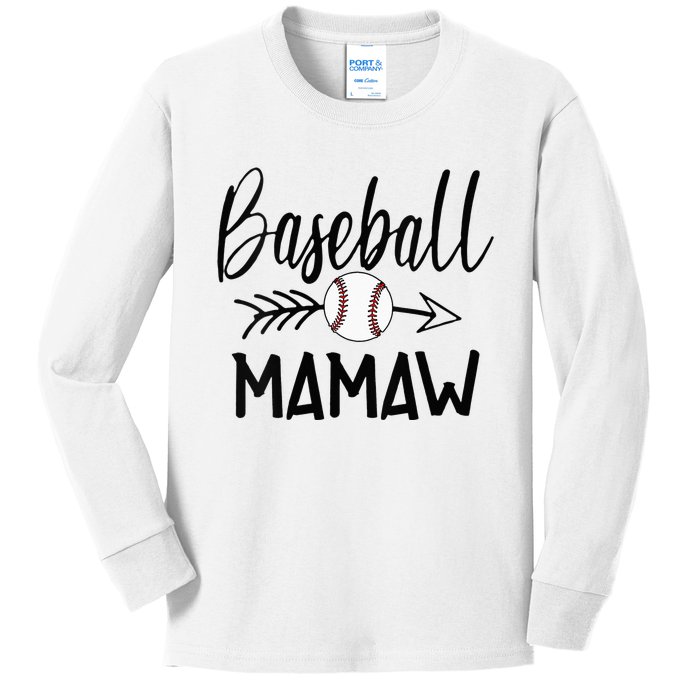 Baseball Mamaw Cute Arrow Father's Mother's Xmas Day Kids Long Sleeve Shirt