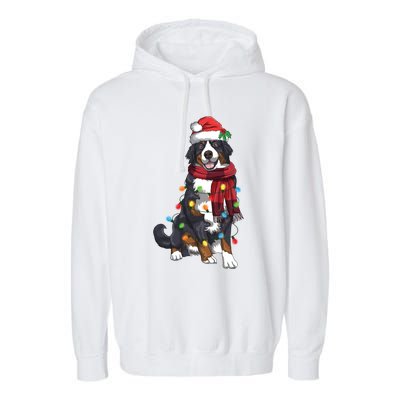 Bernese Mountain Christmas Light Funny Dog Lover Xmas Gift Garment-Dyed Fleece Hoodie